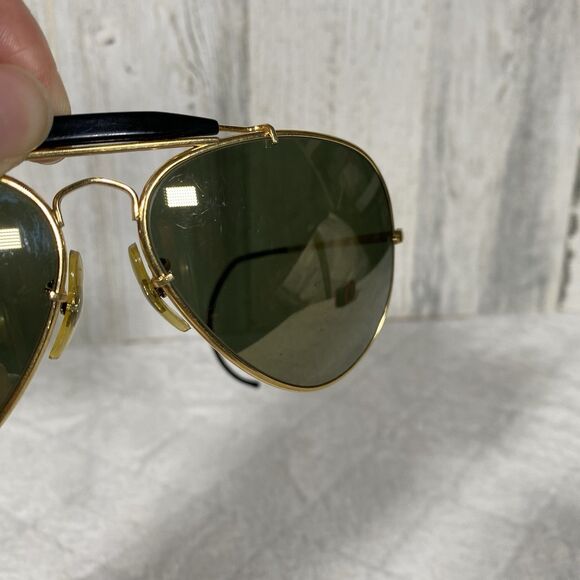 Vintage Ray Ban B&L Diamond Hard Aviator Shooter Sunglasses Gold Frames 62mm - Picture 4 of 14